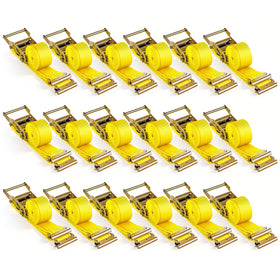 VEVOR E-Track ratchet strap 2in x 15ft with yellow webbing for secure cargo.