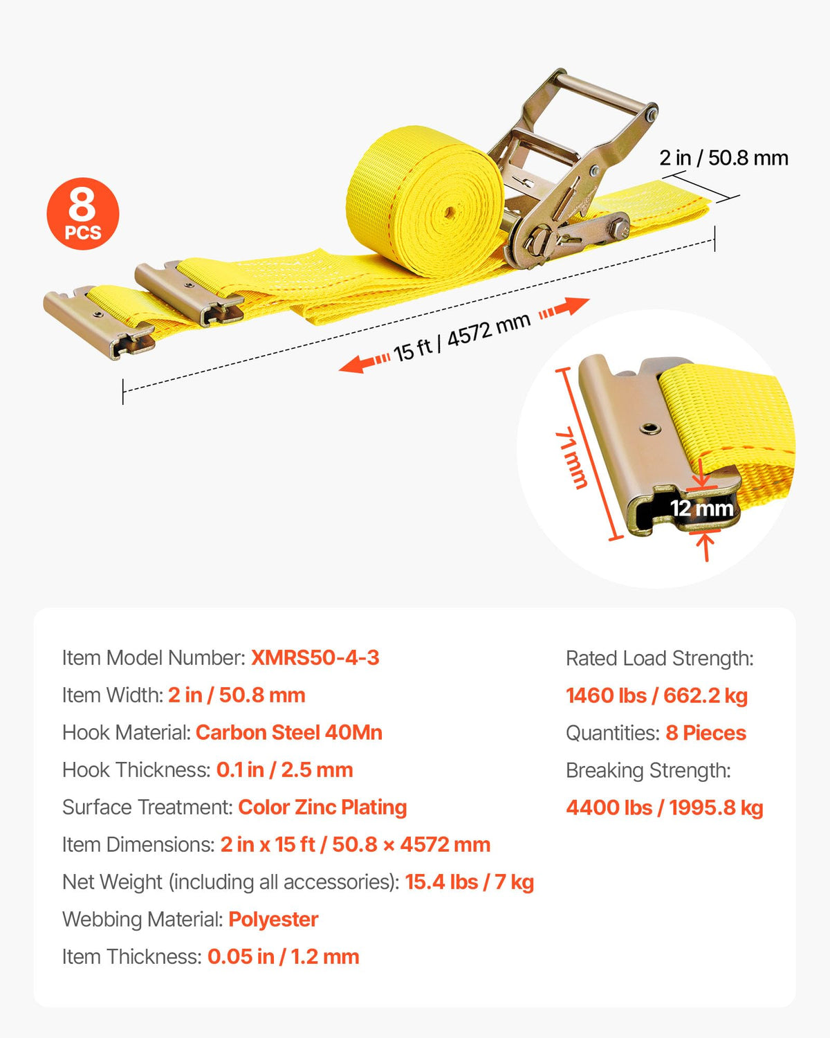 VEVOR E-Track strap rolling load stays put with strong tension