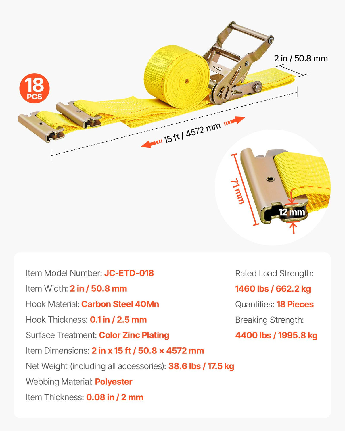 Bright yellow VEVOR E-Track strap visible during load securing.