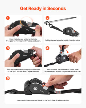 VEVOR easy solo tightening helps secure loads solo.