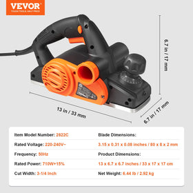 VEVOR in-action shot demonstrates smooth planing on wood surfaces.