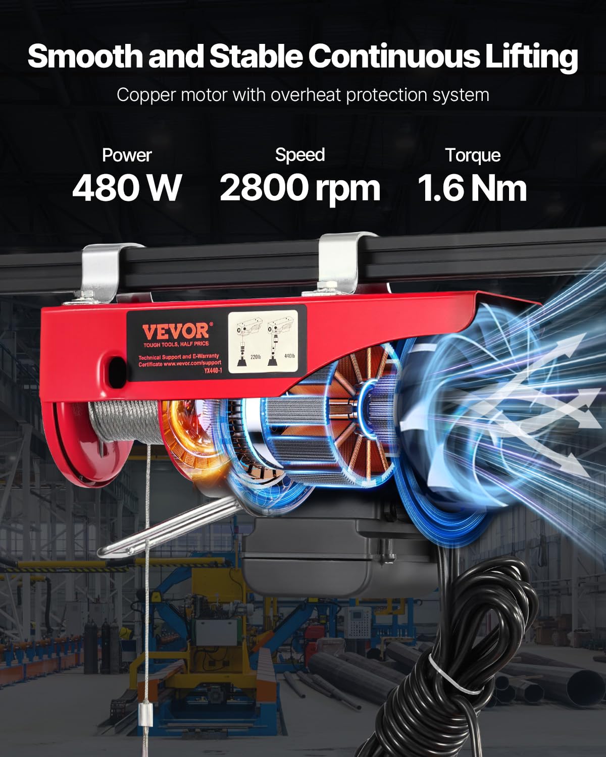 VEVOR 19-strand steel wire rope for strong durable hoisting