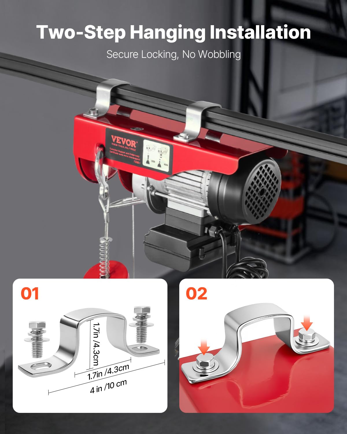 VEVOR ceiling-mount brackets enable quick installation