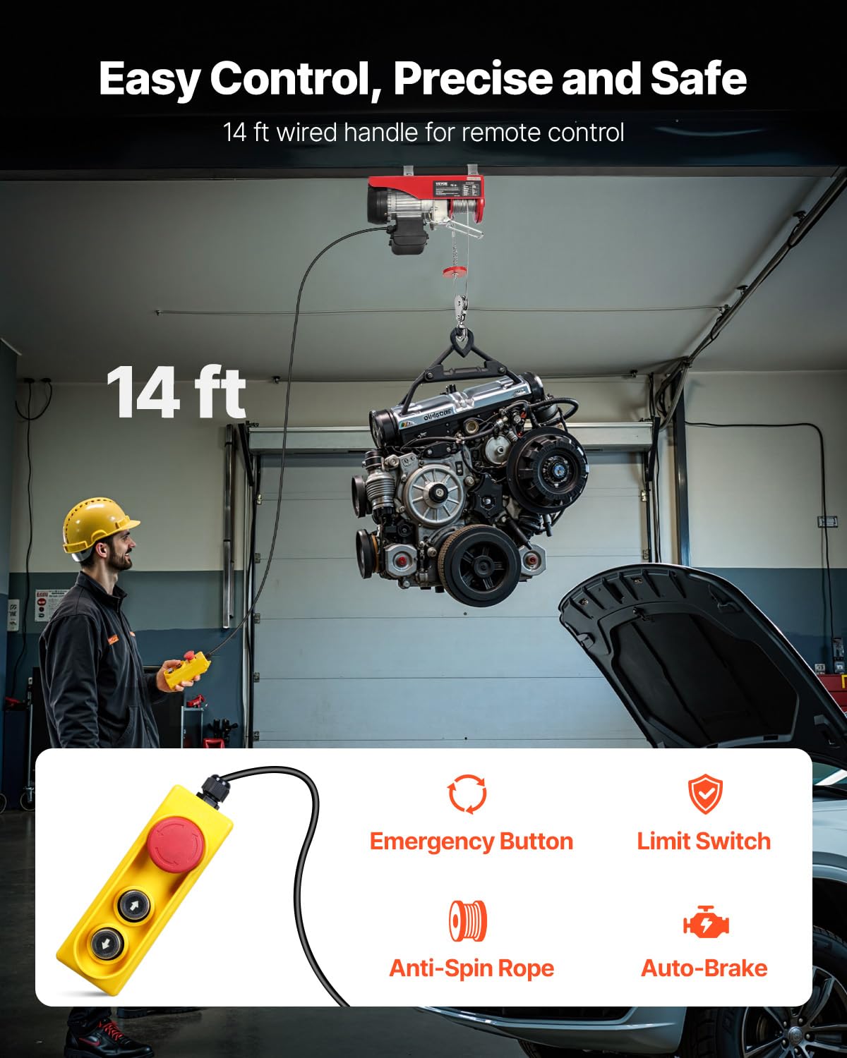 VEVOR remote control panel showing long reach for versatile operation