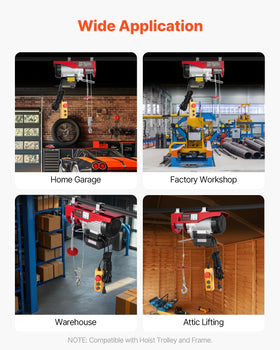 VEVOR hoist in a garage/workshop ready for warehouse-style tasks