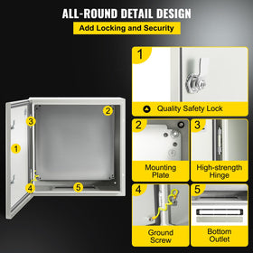 VEVOR NEMA enclosure mounting-holes enable secure wall mounting.