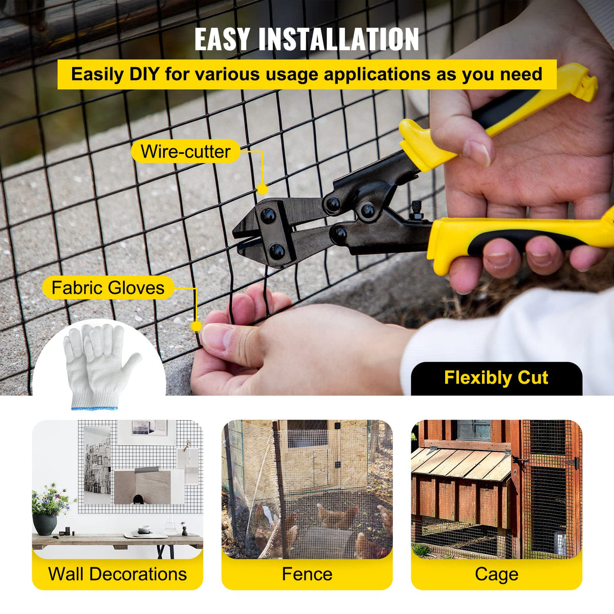 VEVOR fabric gloves included for safe handling during installation.