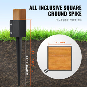 VEVOR 24-inch spike provides solid ground anchorage.