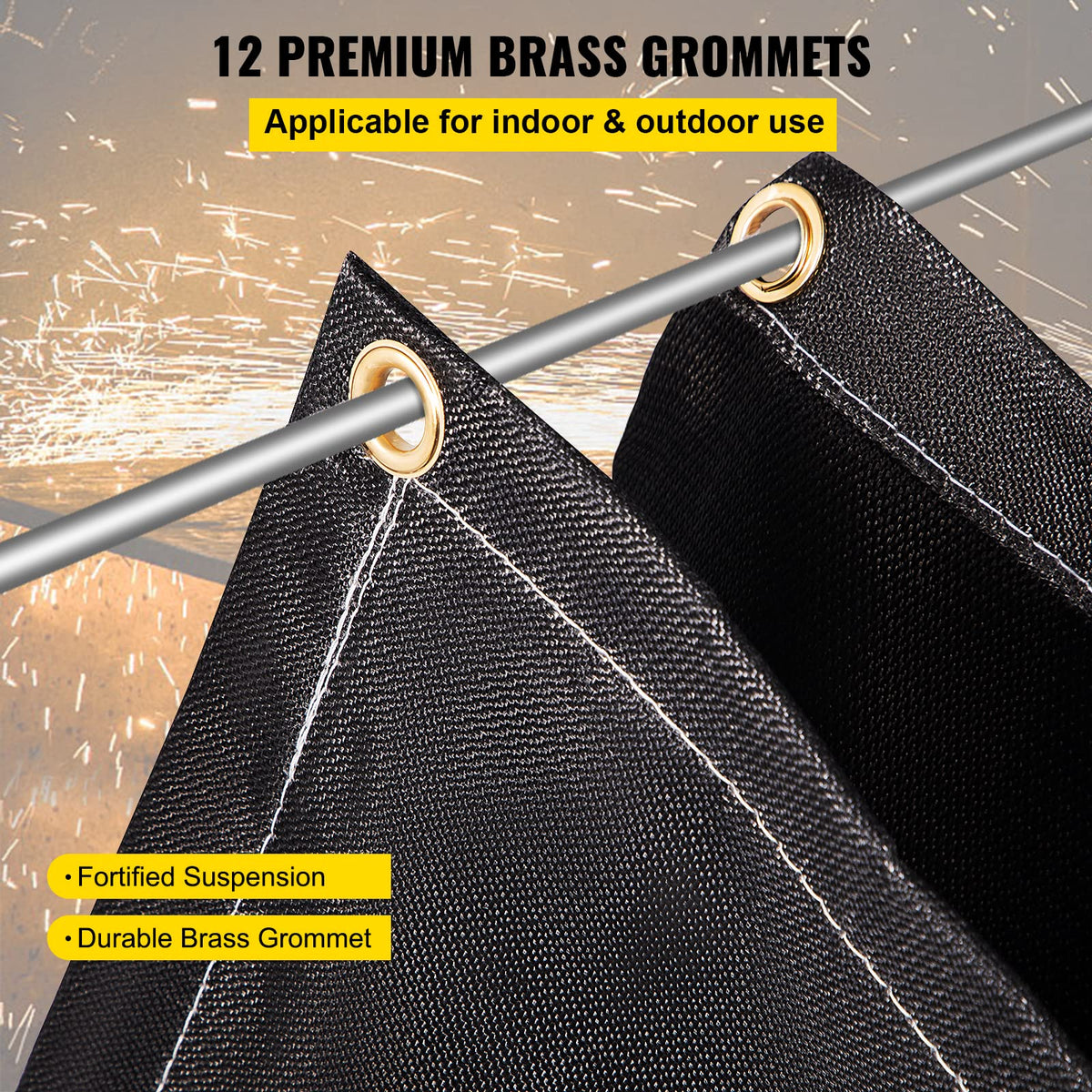 VEVOR Fire Blanket 12 brass grommets enables sturdy hanging and quick deployment.