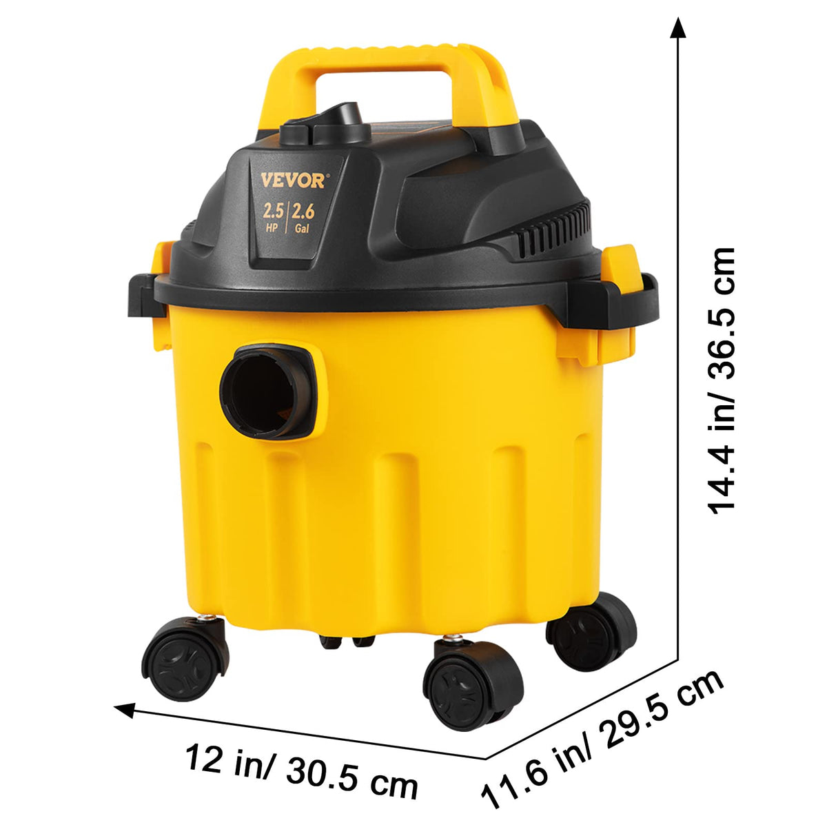 VEVOR four universal wheels allow smooth movement during cleanup.