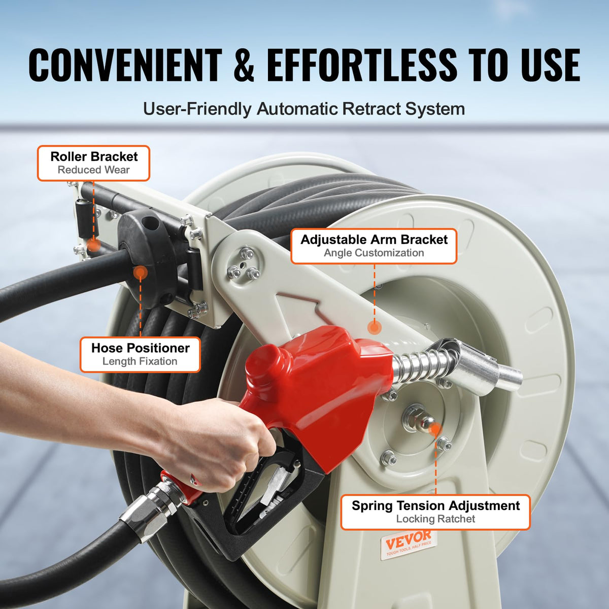 VEVOR aluminum nozzle provides durable, smooth flow control.