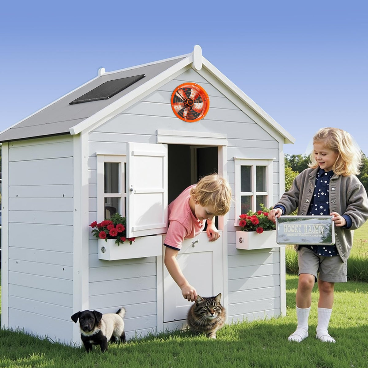 VEVOR gable mount fan suitable for garage and shop ventilation.