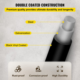 VEVOR black vinyl-coated galvanized steel wire detail resists rust and corrosion.