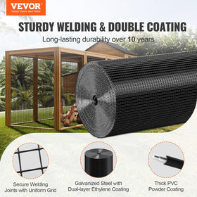 VEVOR galvanized wire mesh roll closeup showing welded joints and smooth surface