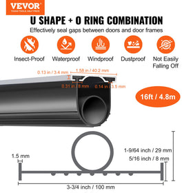 VEVOR O-ring combination seal provides enhanced weather protection on garage doors.