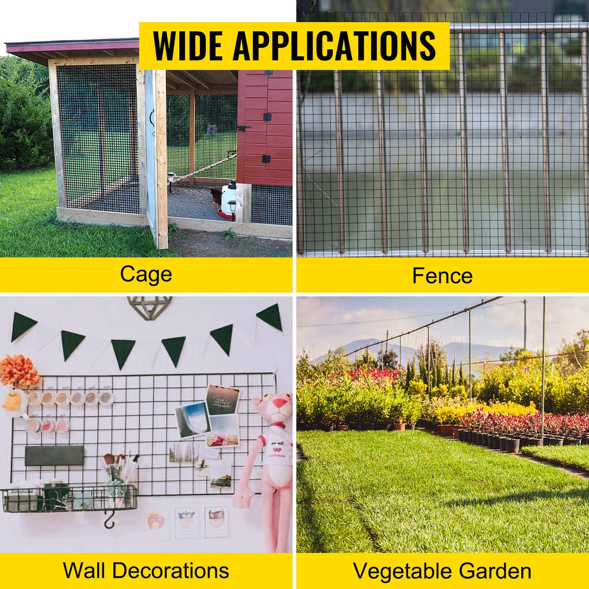 VEVOR versatile hardware cloth suitable for garden fencing and animal cages.