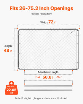 VEVOR side view of the chain-link gate highlighting compact design.