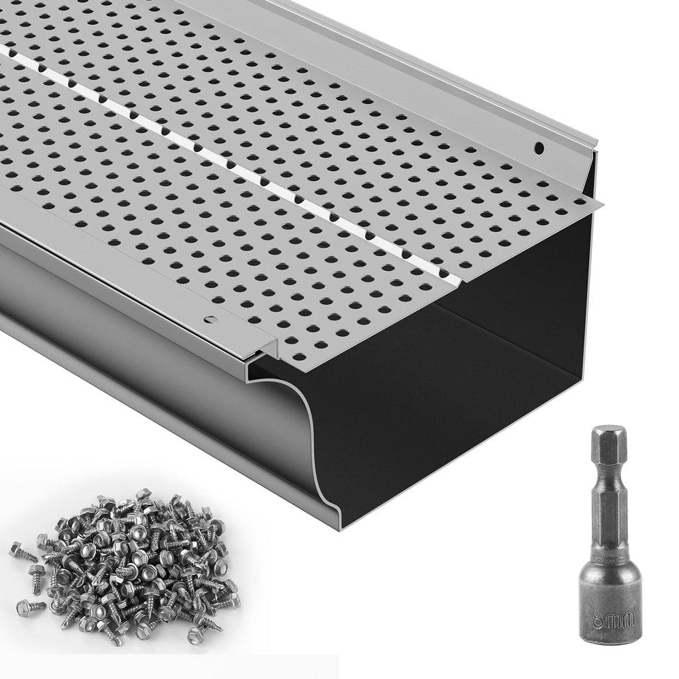 VEVOR gutter guard with 6in coverage blocks leaves and pine needles.