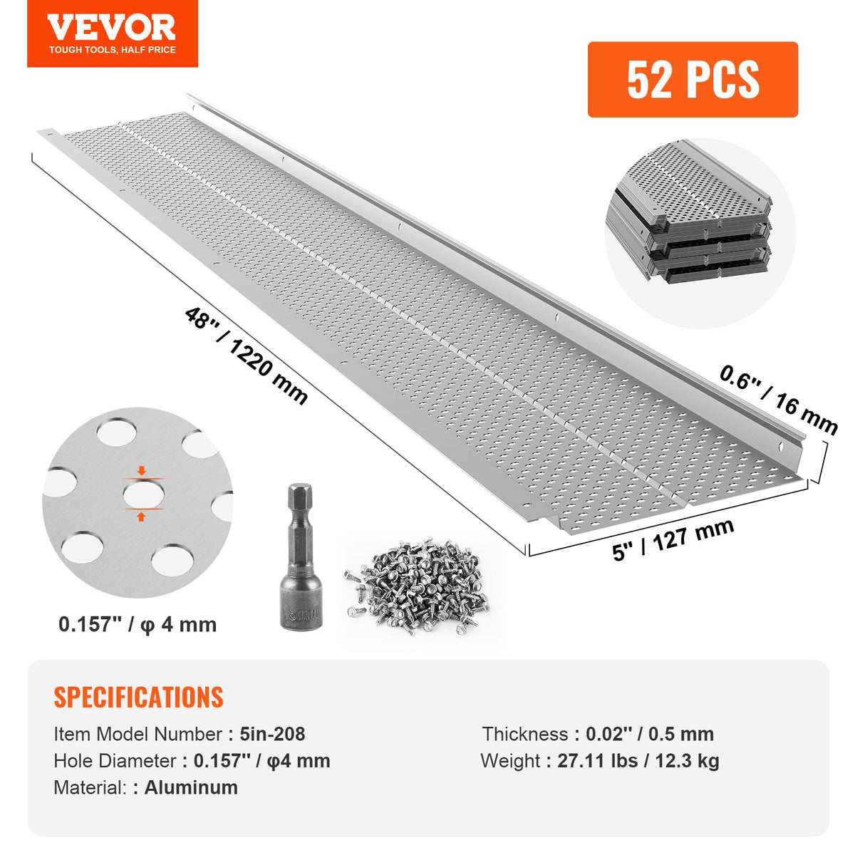 Low-profile design of VEVOR Gutter Guard remains nearly invisible from the ground.