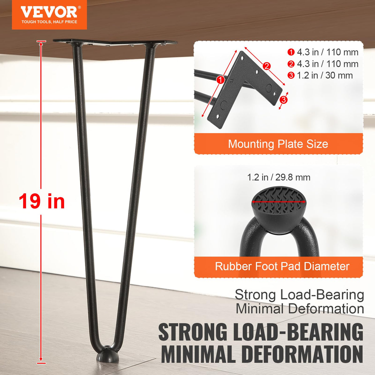VEVOR hairpin legs installed on a nightstand demonstrate strong load capacity.