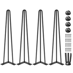 VEVOR hairpin legs 20-inch black front view for sturdy desk setup