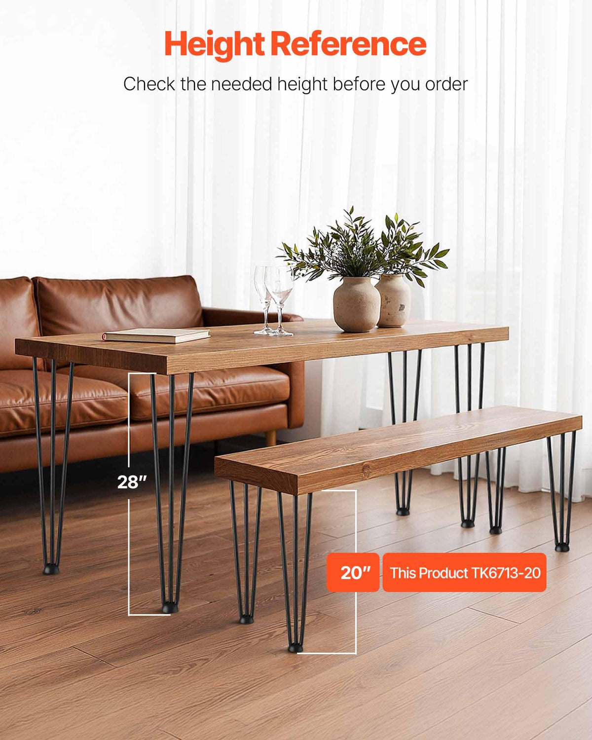 VEVOR hairpin legs 20-inch heavy-duty support for benches and desks