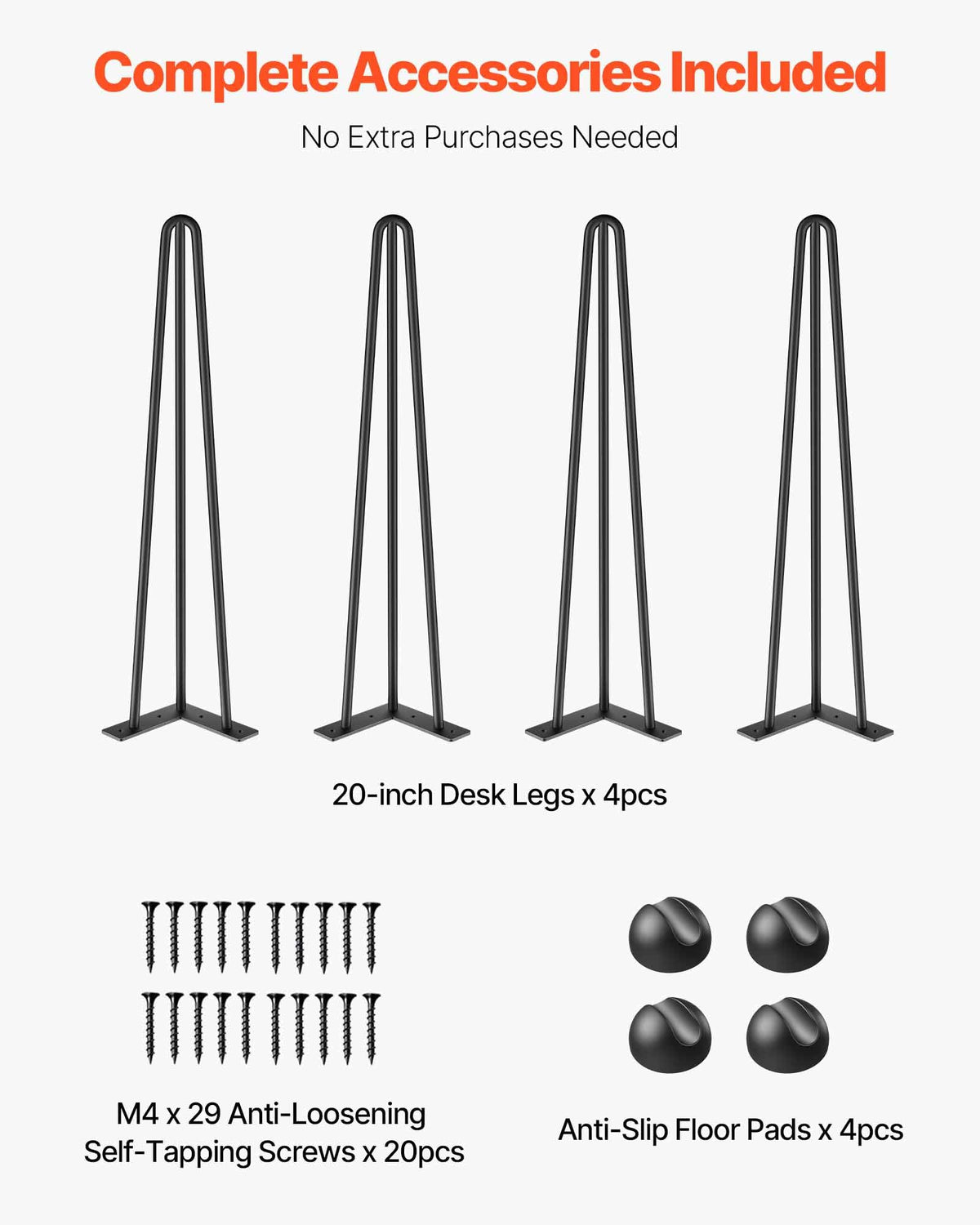 VEVOR hairpin legs 20-inch packaging included for quick setup