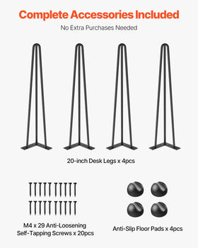 VEVOR hairpin legs 20-inch packaging included for quick setup