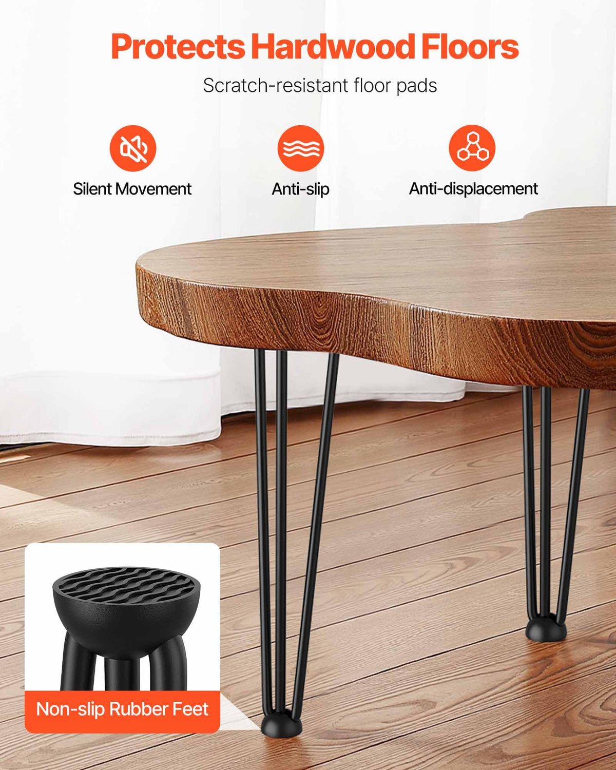 VEVOR hairpin legs 20-inch rubber feet for floor protection