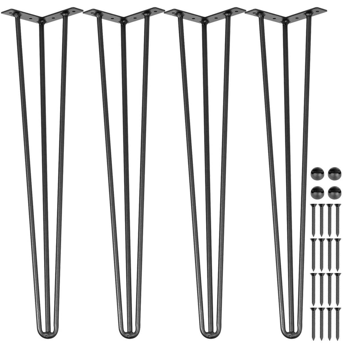 VEVOR hairpin table legs 24-inch assembly view showing stable three-rod design for robust furniture.