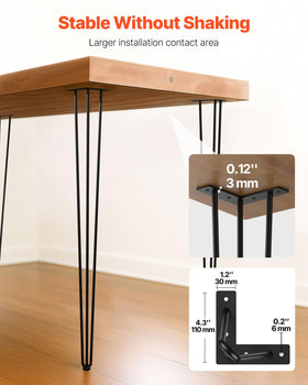 VEVOR hairpin table legs 36in close-up rod assembly, robust three-rod construction