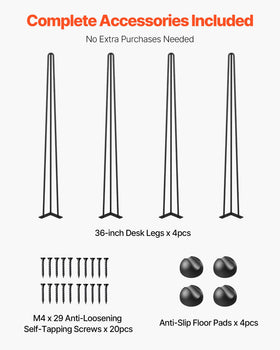 VEVOR hairpin table legs 36in industrial-modern-look, elevate desks