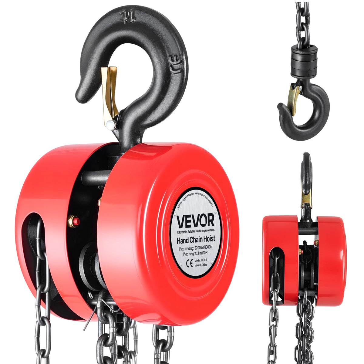 VEVOR Hand Chain Hoist 1-ton capacity ideal for heavy garage lifting.