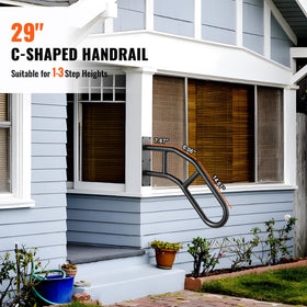 VEVOR handrail designed for 1–3 step setups suitable for porches and garages.