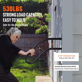 VEVOR 530-pound load-bearing rail supports seniors and children with reliable stability.