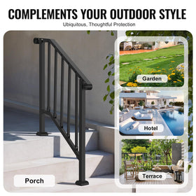VEVOR black retro arch design complements outdoor stairways.