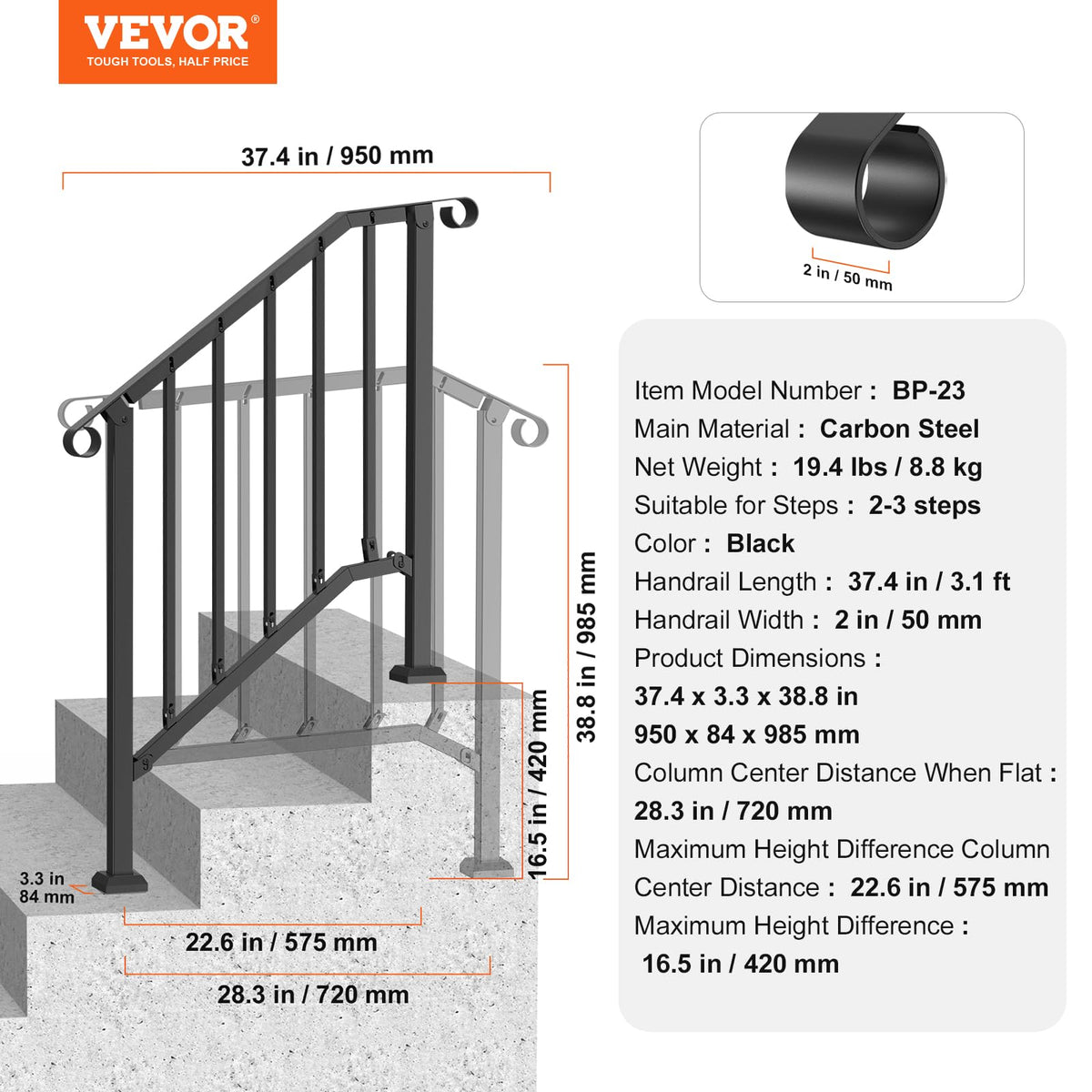 VEVOR durable installation hardware included for quick setup.