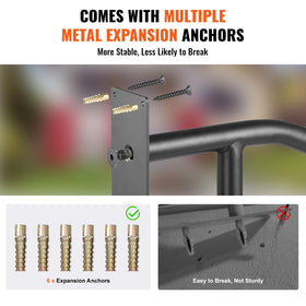 VEVOR expansion tubes reinforce the rail for wobble-free mounting on various walls.