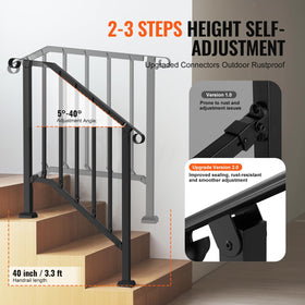 VEVOR stainless expansion bolts securing the handrail to masonry.