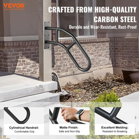 VEVOR U-shaped wall mount handrail secures stairs with a minimal footprint.