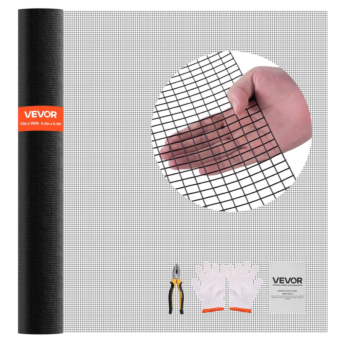 VEVOR hardware cloth 72x100 roll shown for garden protection and fencing