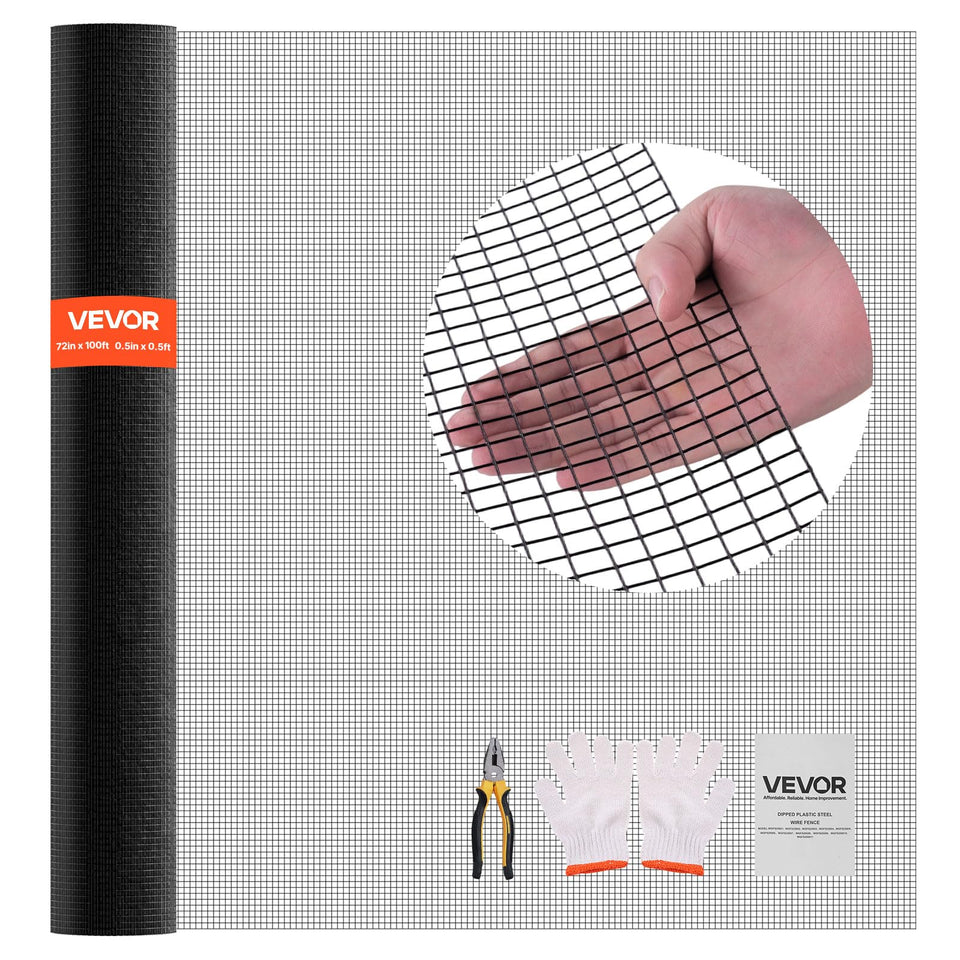 VEVOR hardware cloth 72x100 roll shown for garden protection and fencing