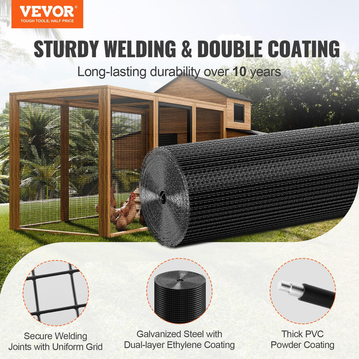 Close-up of welded joints on VEVOR hardware cloth highlighting durability