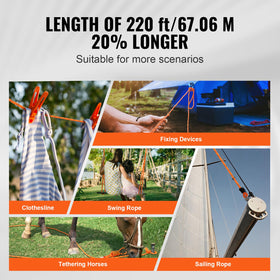 VEVOR heat-sealed rope ends prevent fraying and extend life.