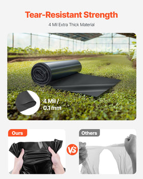 VEVOR heavy-duty 4mil polyethylene sheet displayed for rugged outdoor use.