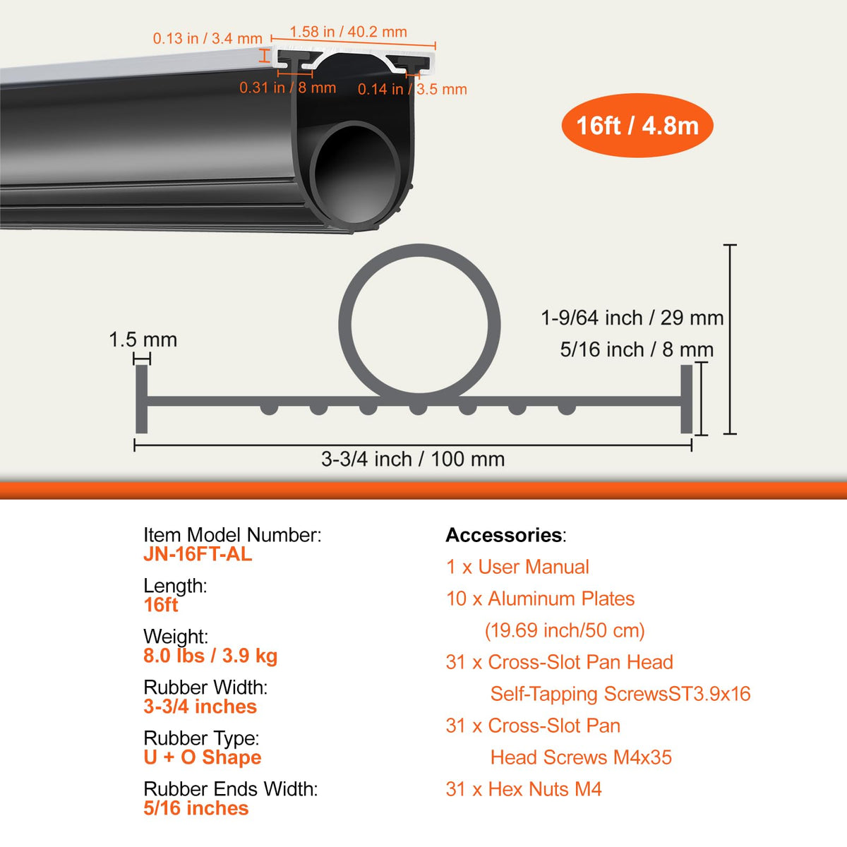 VEVOR heavy-duty rubber maintains elasticity through temperature changes.