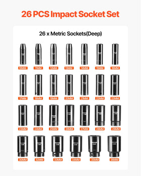 VEVOR 17mm deep impact socket supports high-torque work on larger fasteners.