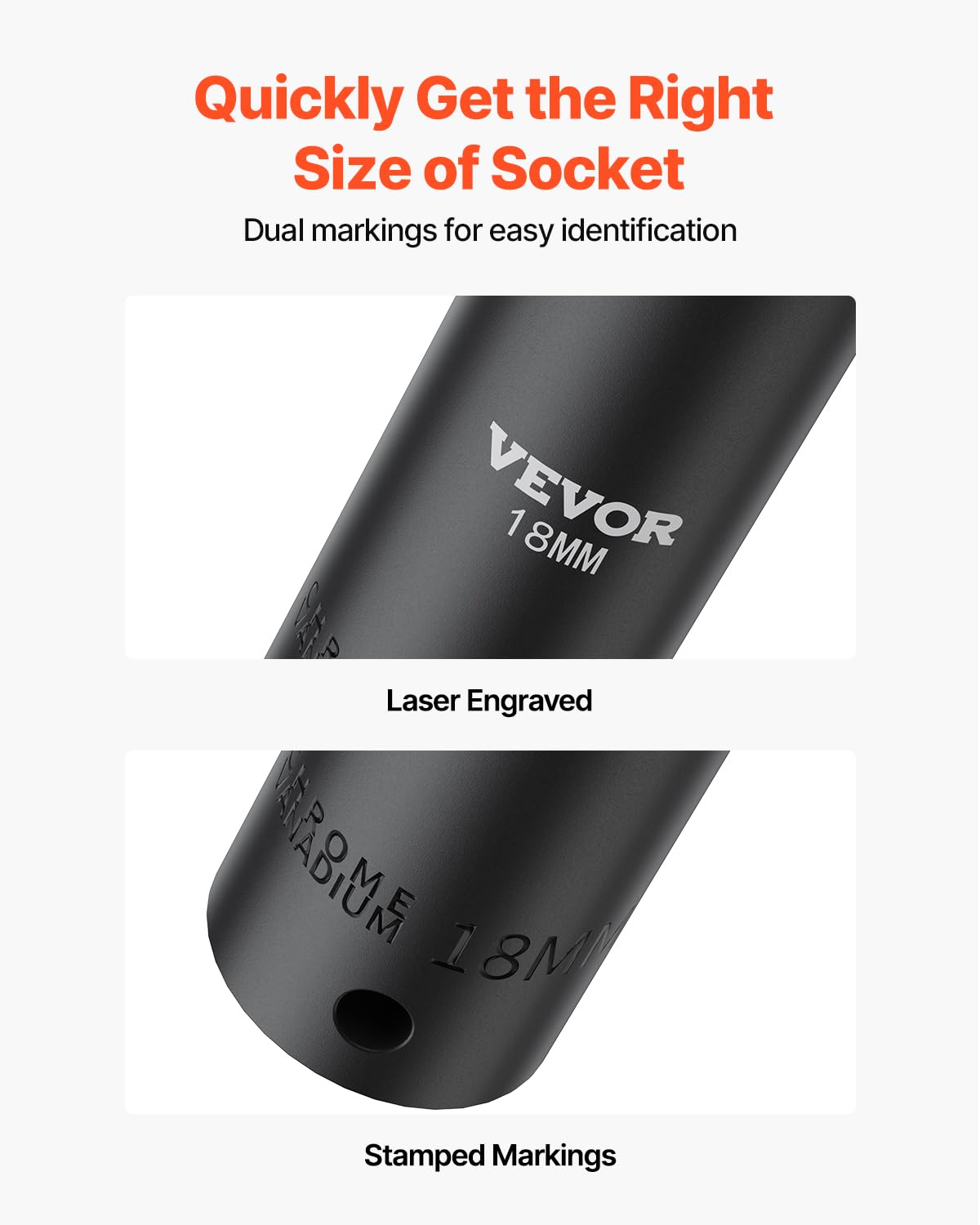 VEVOR 22mm deep impact socket for mid-size bolts with better grip.