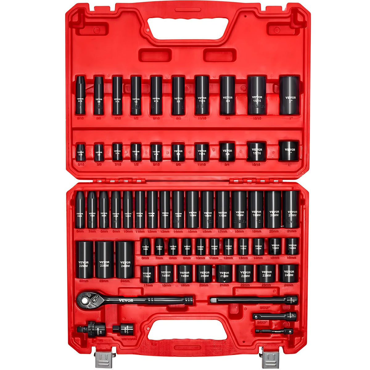 VEVOR impact socket set in case for organized on site torque tasks
