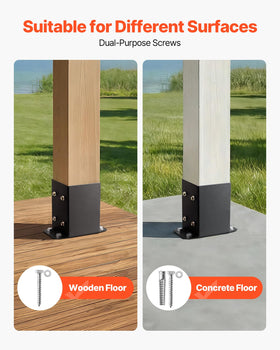 VEVOR inner 3.6x3.6 inch base fits 3.5x3.5 inch columns.